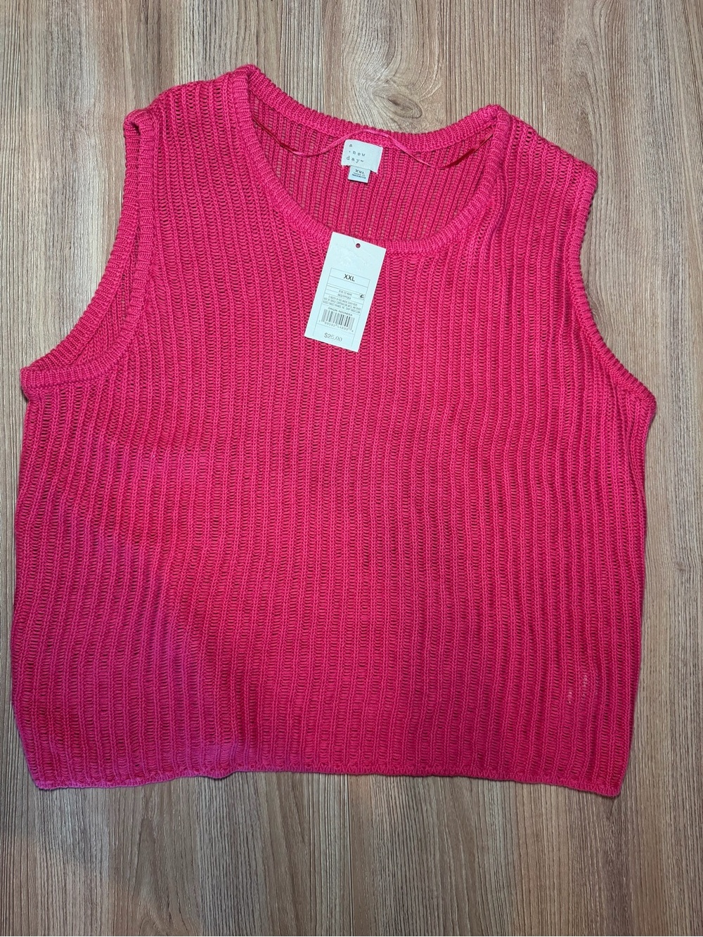 a new day Ribbed Sleeveless Tank Top - Hot Pink
